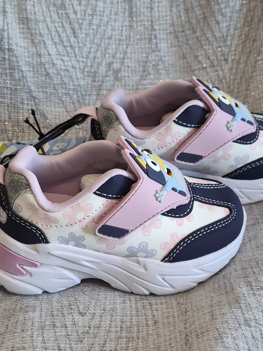 Girls' Pink and Navy Character Velcro Sneakers
